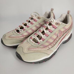 Women's Sketchers Energetechs Sneakers, Athletic Shoes Cream w/ Pink Trim